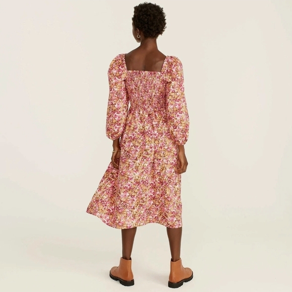 J. Crew Floral Long Sleeve Dress in Pink and Yellow - Picture 3 of 8